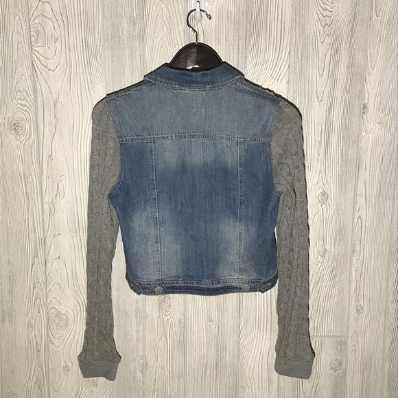 Hippie Laundry Distress Jean Denim Sweater Jacket - Picture 3 of 5